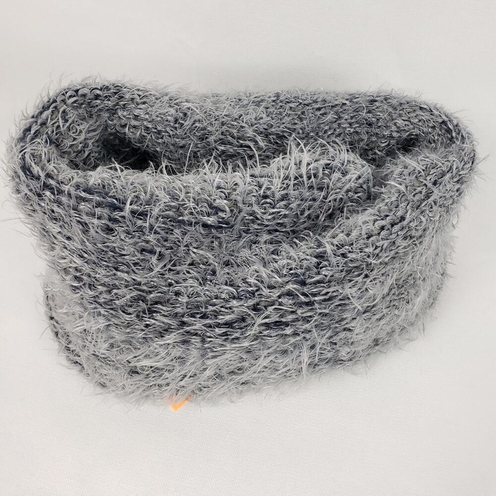 LOF gray knit fuzzy cowl scarf, NWT